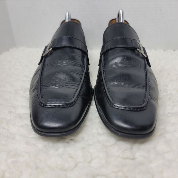 Magnanni Lino Mens Penny Loafer Size 8.5   Black Leather Buckle Shoes